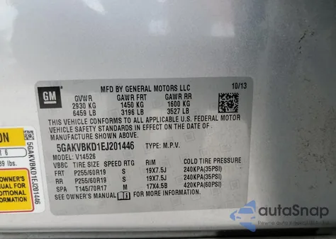 2014 Buick Enclave z USA, uszkodzony, nr VIN 5GAKVBKD1EJ201446